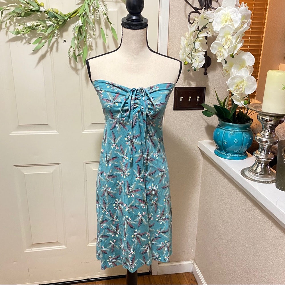 Patagonia Sky Blue Feather Detail Halter Dress